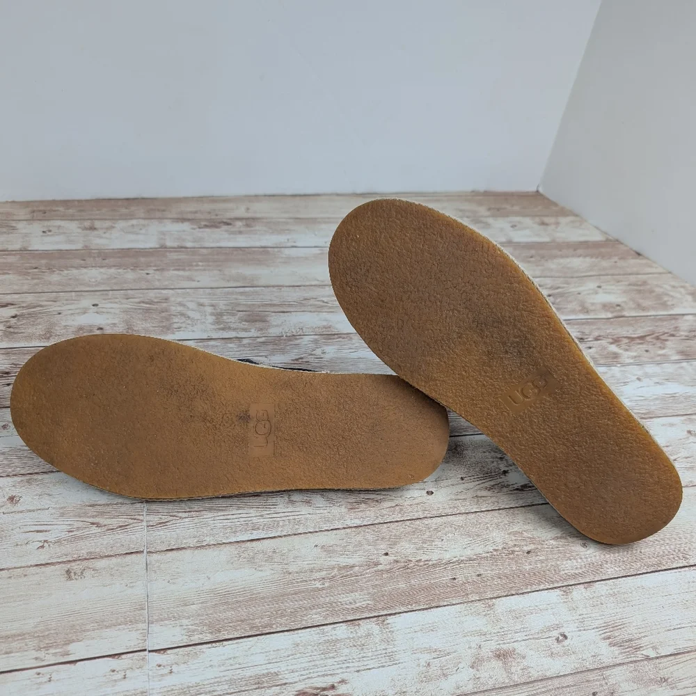 Ugg Slip on Espadrille Canvas Shoes Black Tan Women's Size 8